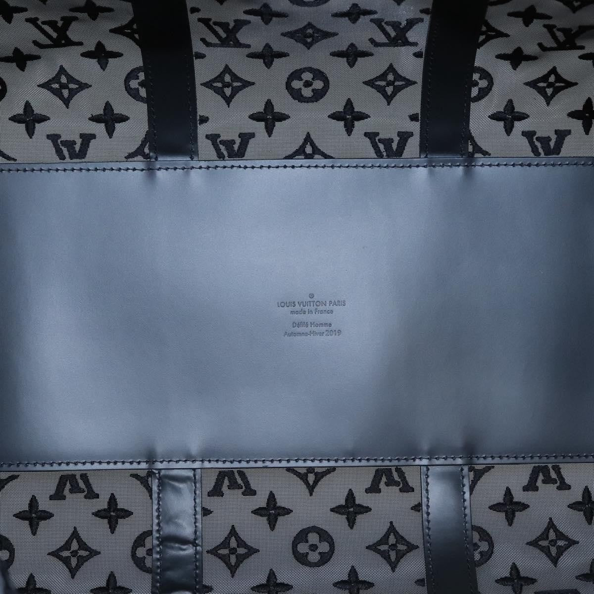 Louis Vuitton Keepall Bandouliere Bag Monogram See Through Mesh Black Nylon Travel Bag Bag (Pre-Loved)