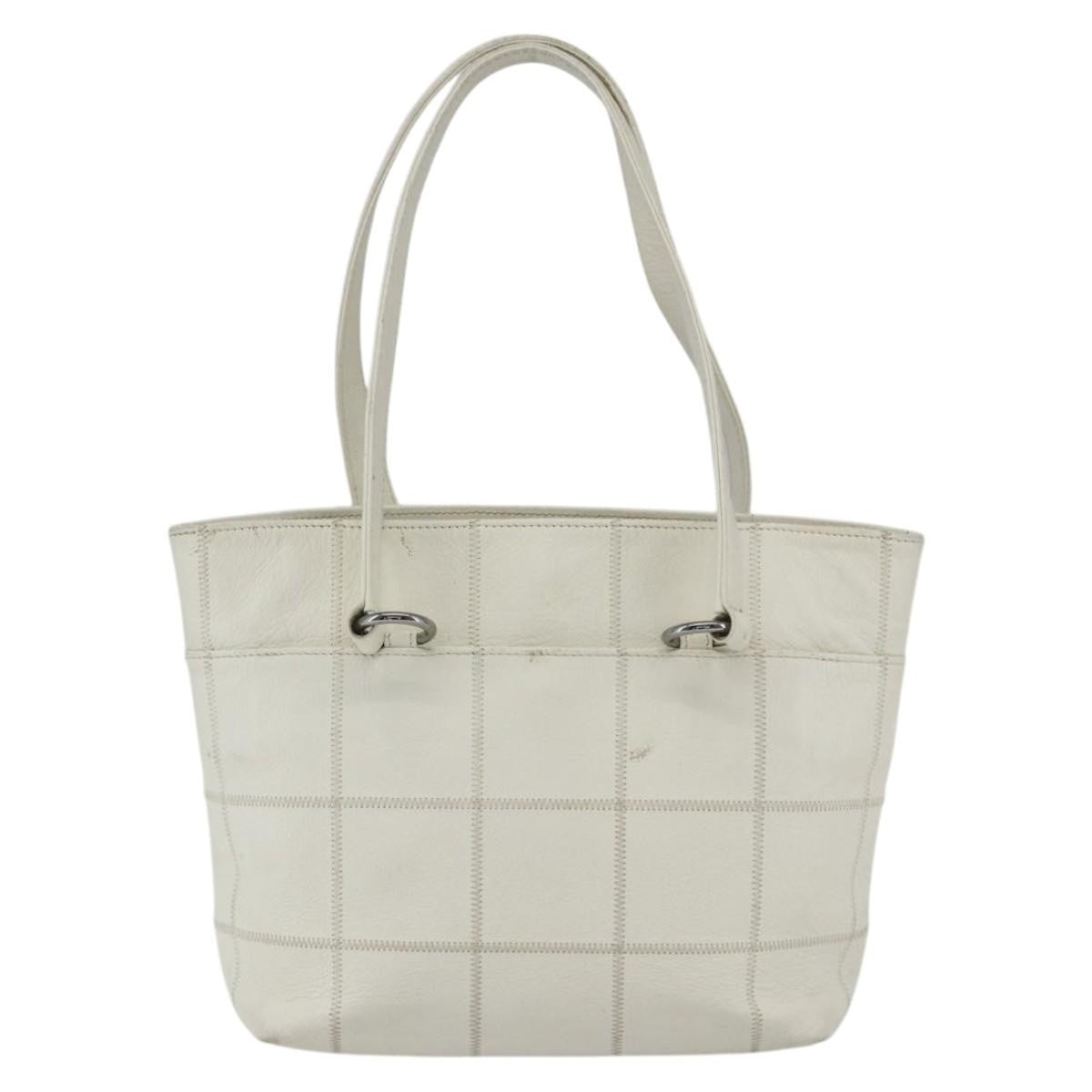 Chanel Square Stitch Tote Quilted Leather White Leather Tote Bag Bag (Authentic Pre-Loved)