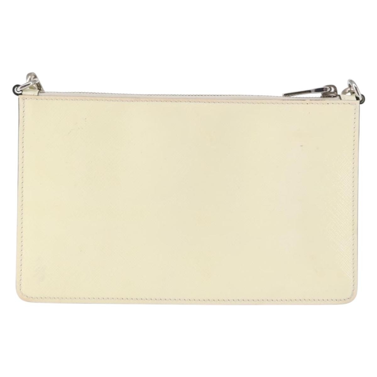 Prada Chain Crossbody Bag Vernice Saffiano Leather White Leather Shoulder Bag Bag (Pre-Loved)
