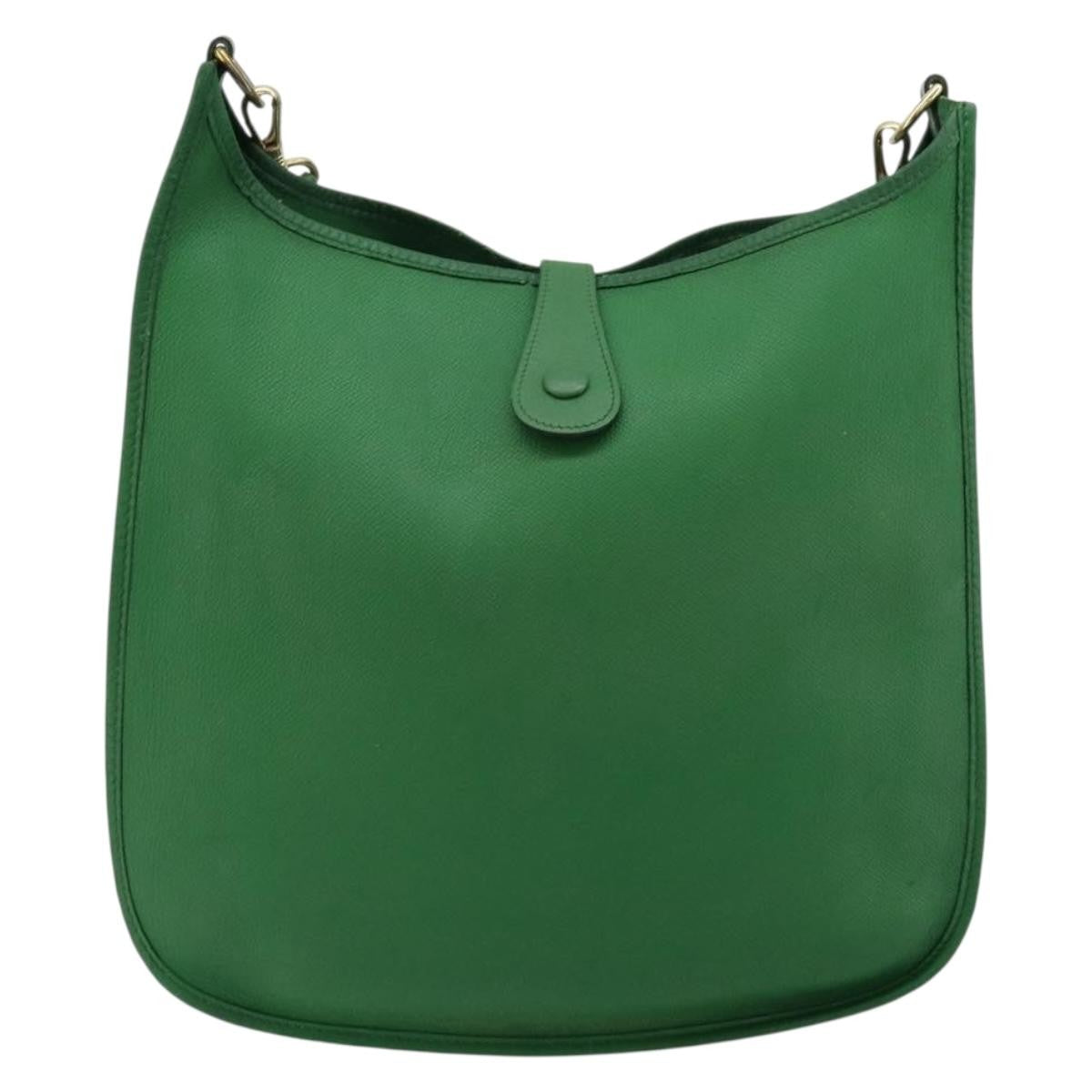 Hermes Evelyne Bag Gen Iii Toile And Leather Green Leather Shoulder Bag Bag (Authentic Pre-Loved)