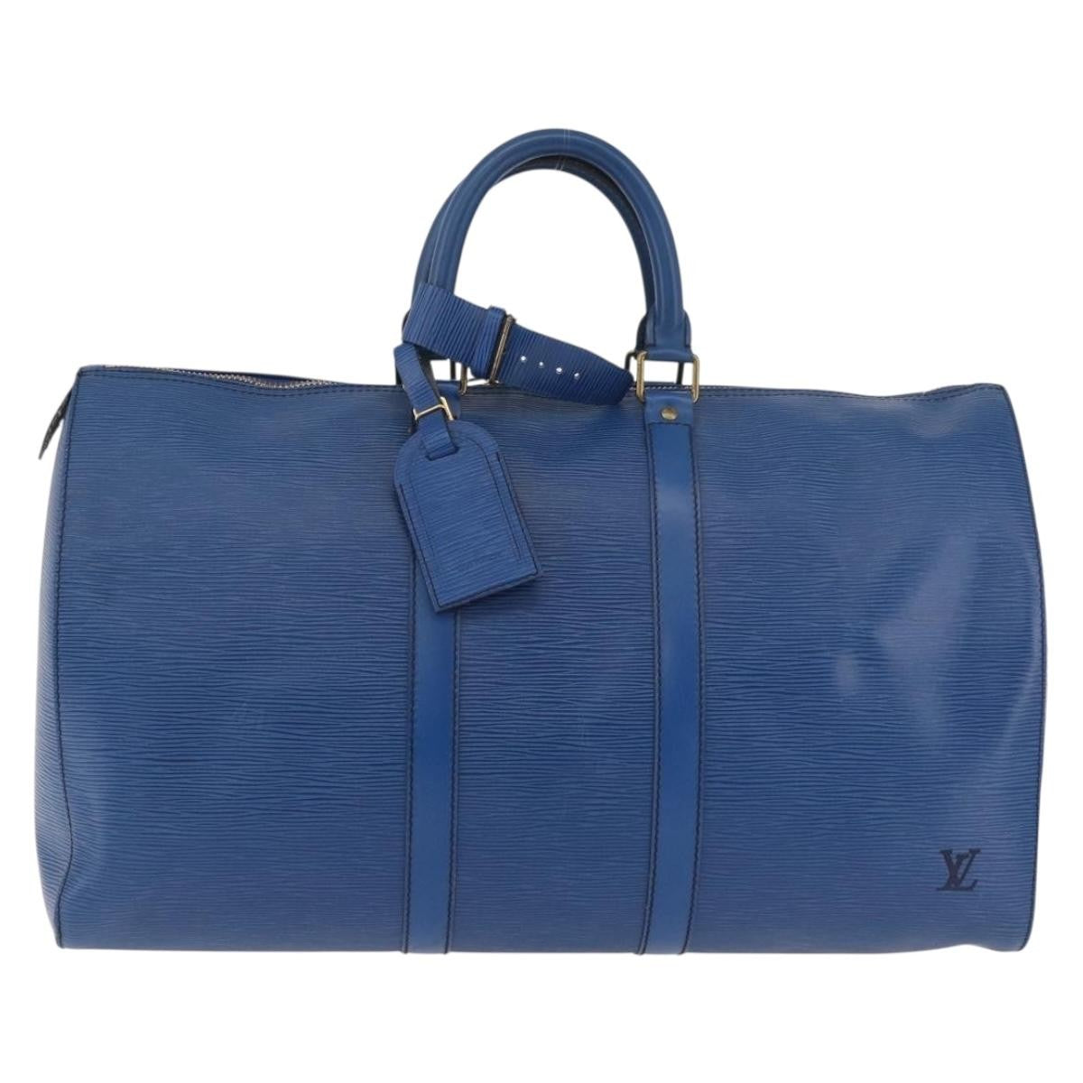 Louis Vuitton Louis Vuitton Keepall Bag Epi Leather Blue Leather Travel Bag Bag (Authentic Pre-Loved)