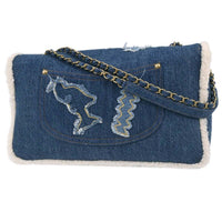 Chanel Egyptian Hieroglyph Flap Bag Denim And Shearling Blue Denim_Jeans Shoulder Bag Bag (Authentic Pre-Loved)