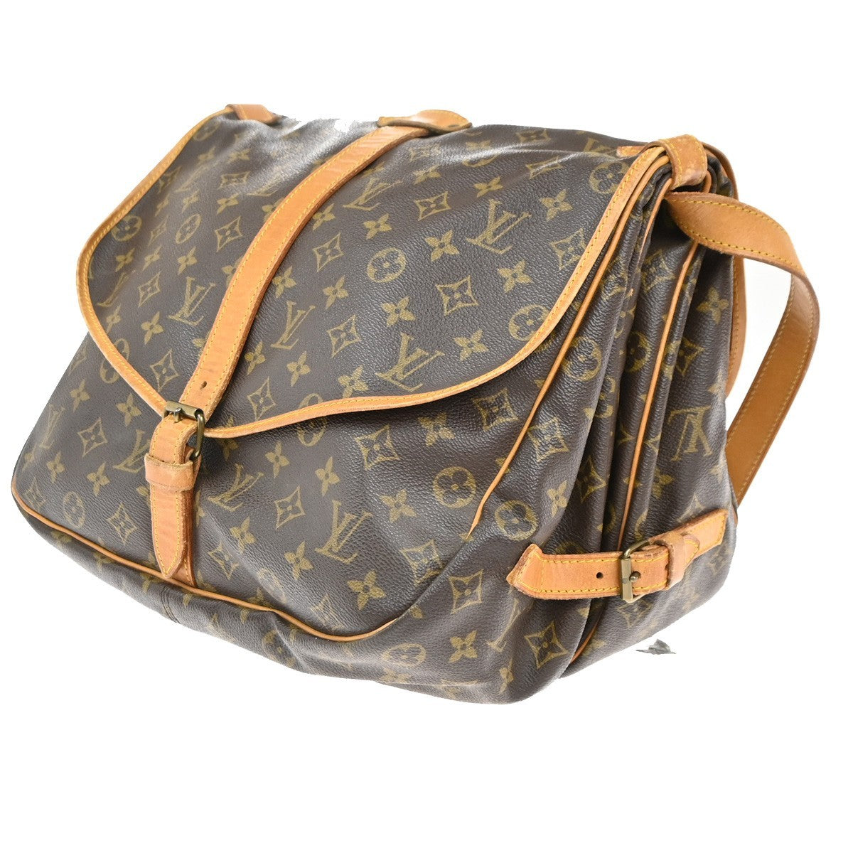 Louis Vuitton Saumur Handbag Monogram Canvas Brown Canvas Shoulder Bag Bag (Pre-Loved)