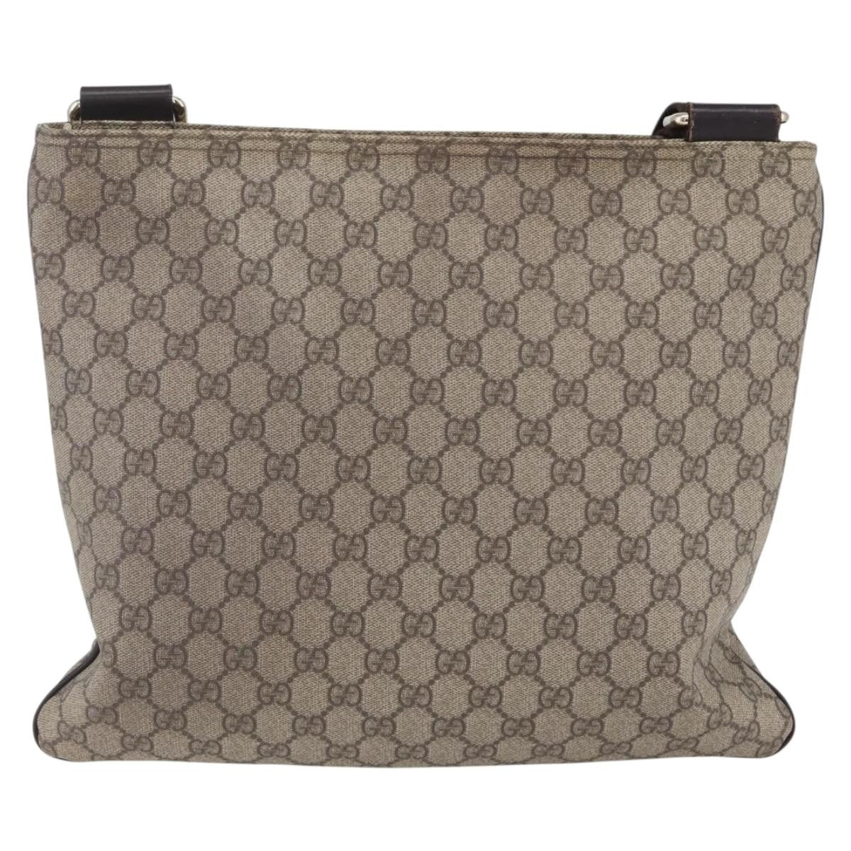 Gucci Zip Top Messenger Bag Gg Coated Canvas Beige Pvc Shoulder Bag Bag (Authentic Pre-Loved)