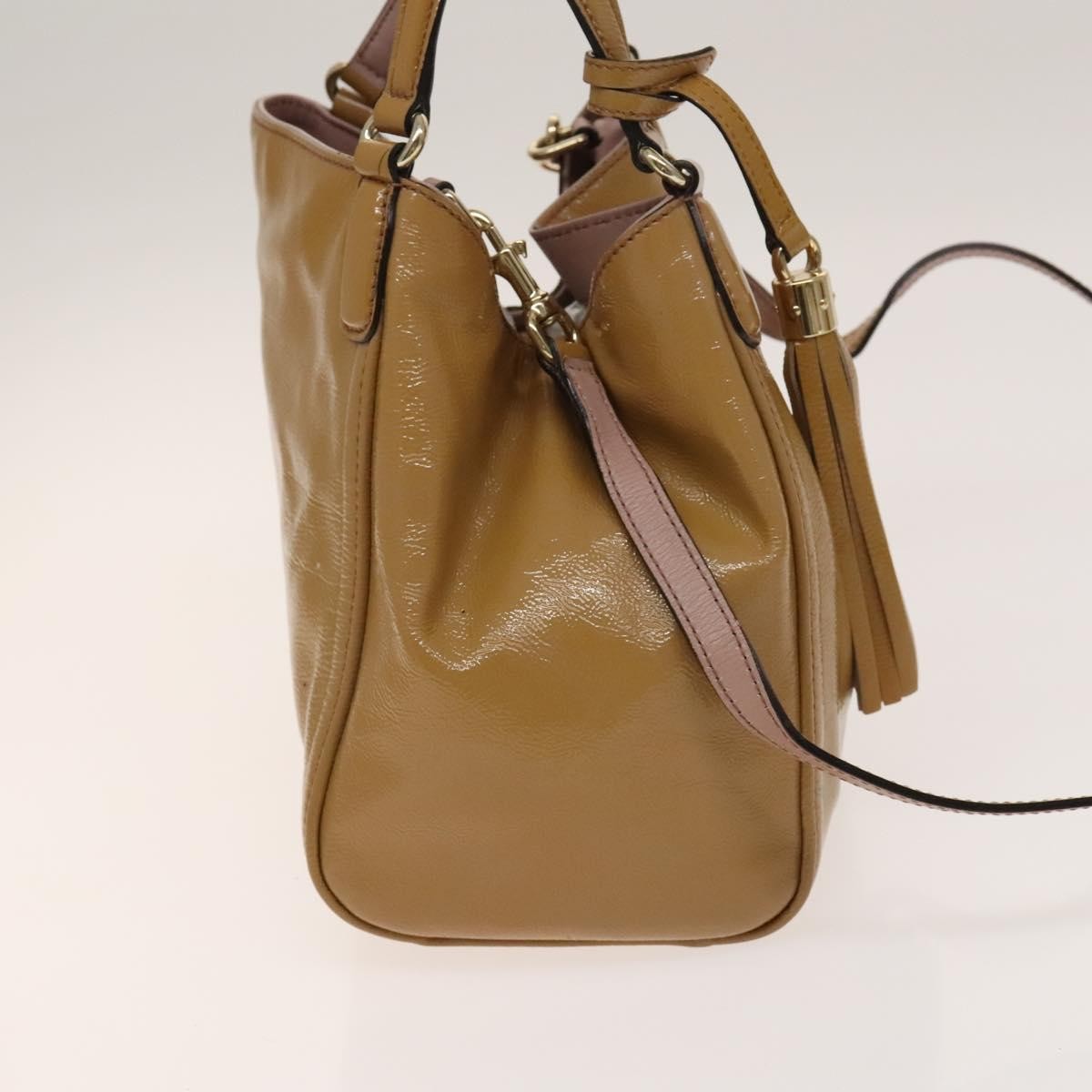 Gucci Gucci Soho Convertible Shoulder Bag Patent Beige Patent_Leather Shoulder Bag Bag (Pre-Loved)