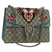 Gucci Zip Top Messenger Bag Gg Coated Canvas Beige Leather Handbag (Pre-Loved)