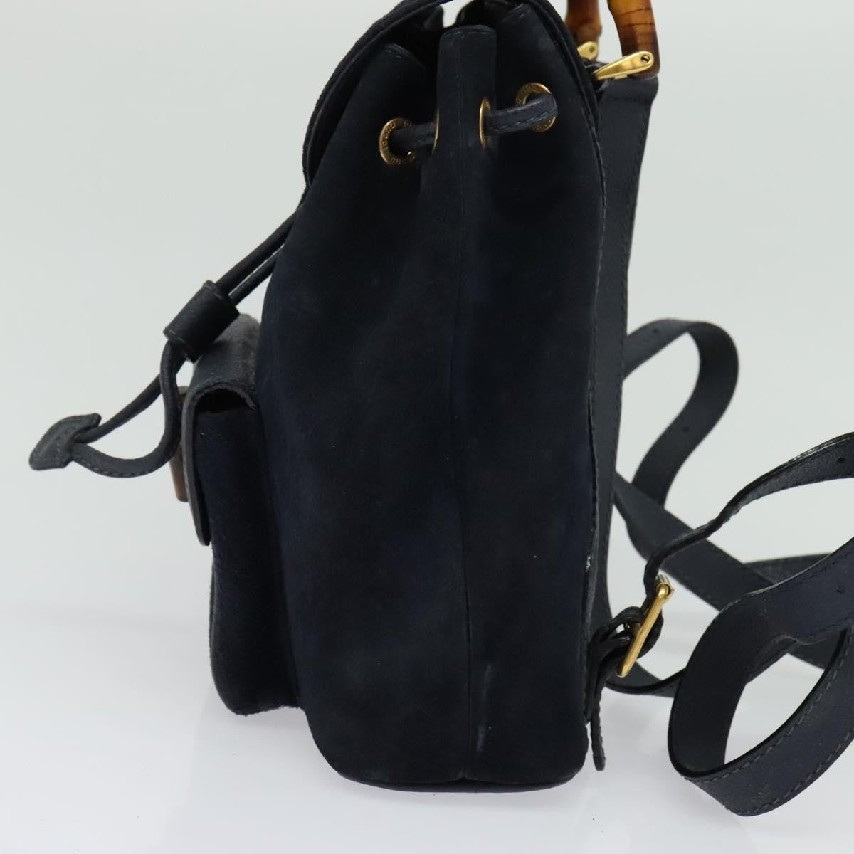 Gucci Gucci Bamboo Backpack Daim Navy Suede Backpack Bag (Authentic Pre-Loved)