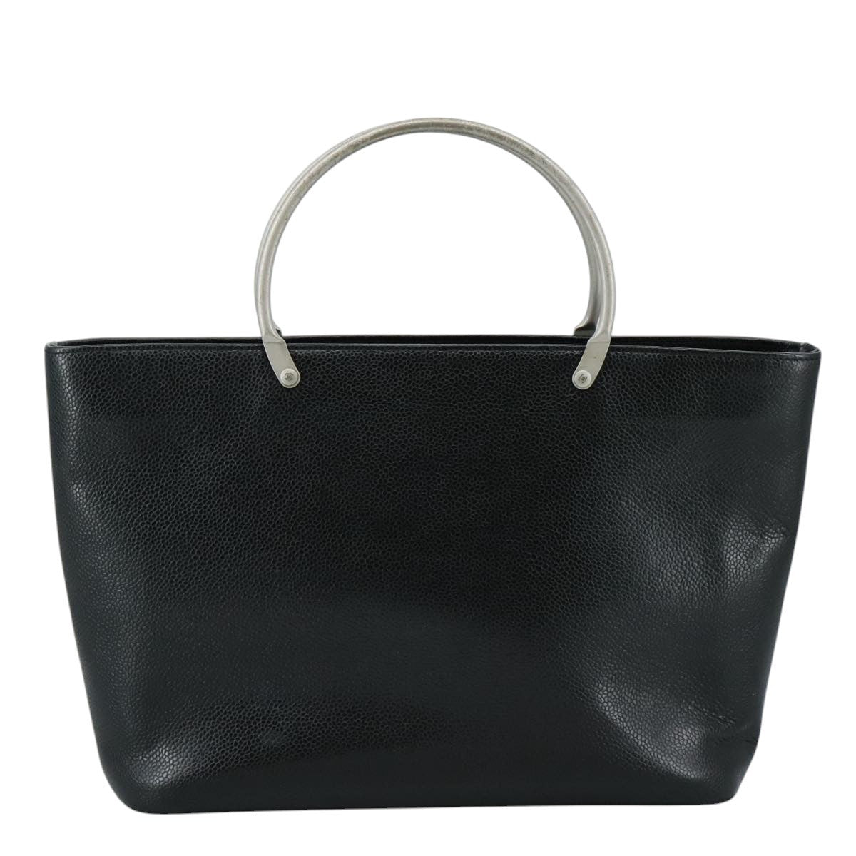 Chanel Vintage Tote Leather Black Leather Tote Bag Bag (Authentic Pre-Loved)