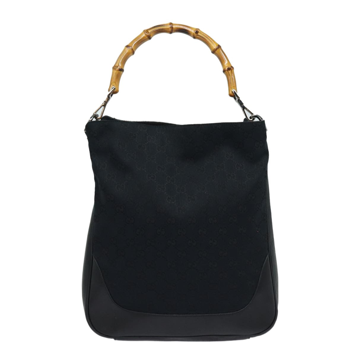 Gucci Bamboo Shoulder Bag Gg Canvas Black Canvas Shoulder Bag Bag (Pre-Loved)