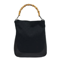 Gucci Bamboo Shoulder Bag Gg Canvas Black Canvas Shoulder Bag Bag (Pre-Loved)