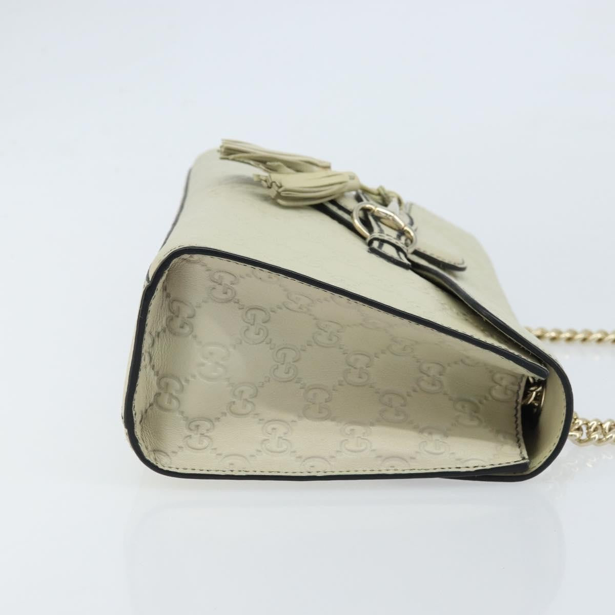 Gucci Emily Chain Flap Bag Guccissima Leather Beige Leather Shoulder Bag Bag (Pre-Loved)