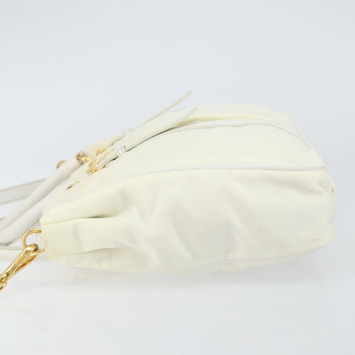 Prada Vintage Tote Tessuto With Leather White Nylon Tote Bag Bag (Authentic Pre-Loved)