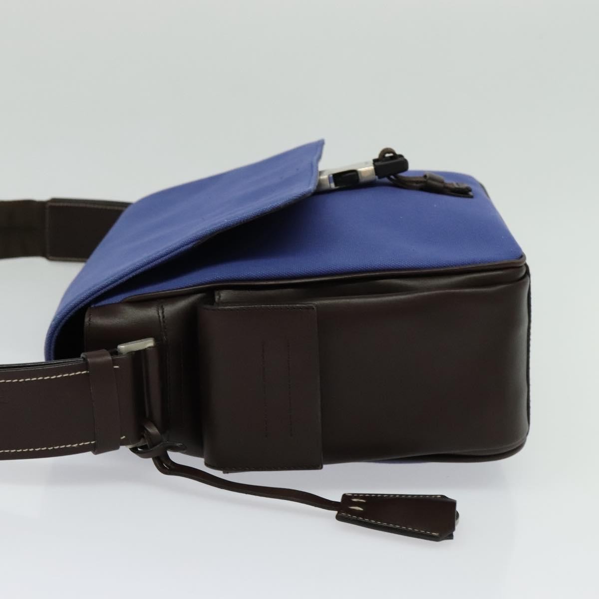 Prada Impunturato Buckle Flap Messenger Bag Canvas Blue Canvas Shoulder Bag Bag (Authentic Pre-Loved)