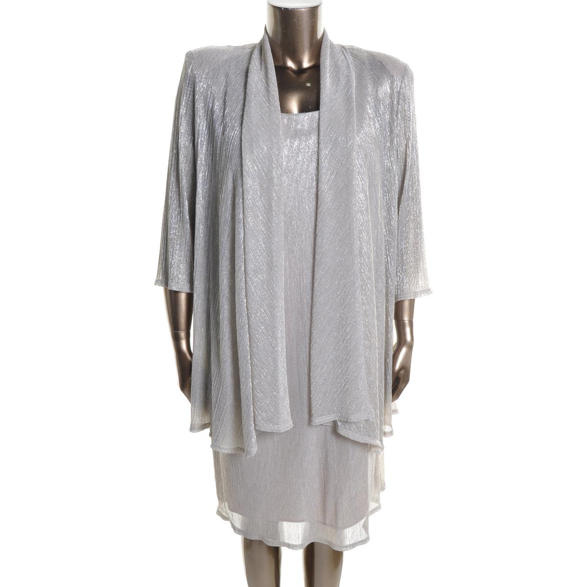 Womens 2PC Metallic Dress With Jacket