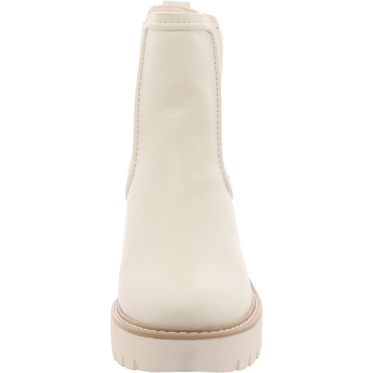 Womens Stretch Faux Leather Chelsea Boots