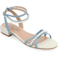 Tulsi Womens Faux Leather Beaded Strappy Sandals 8 Medium Blue