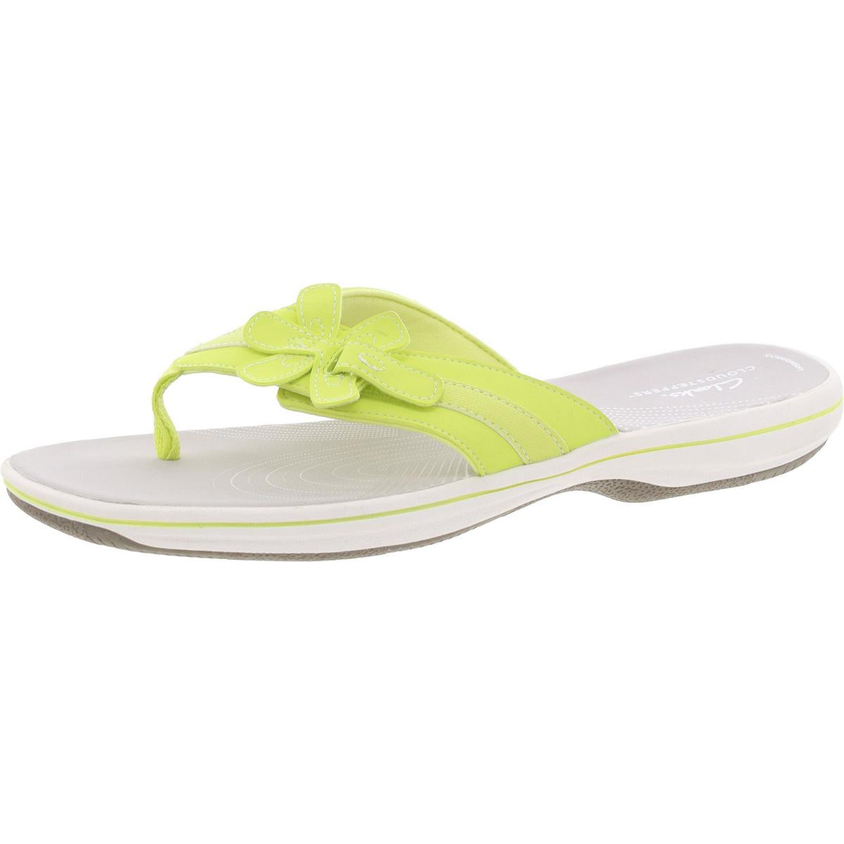 Womens Comfort Insole Faux Leather Flip-Flops