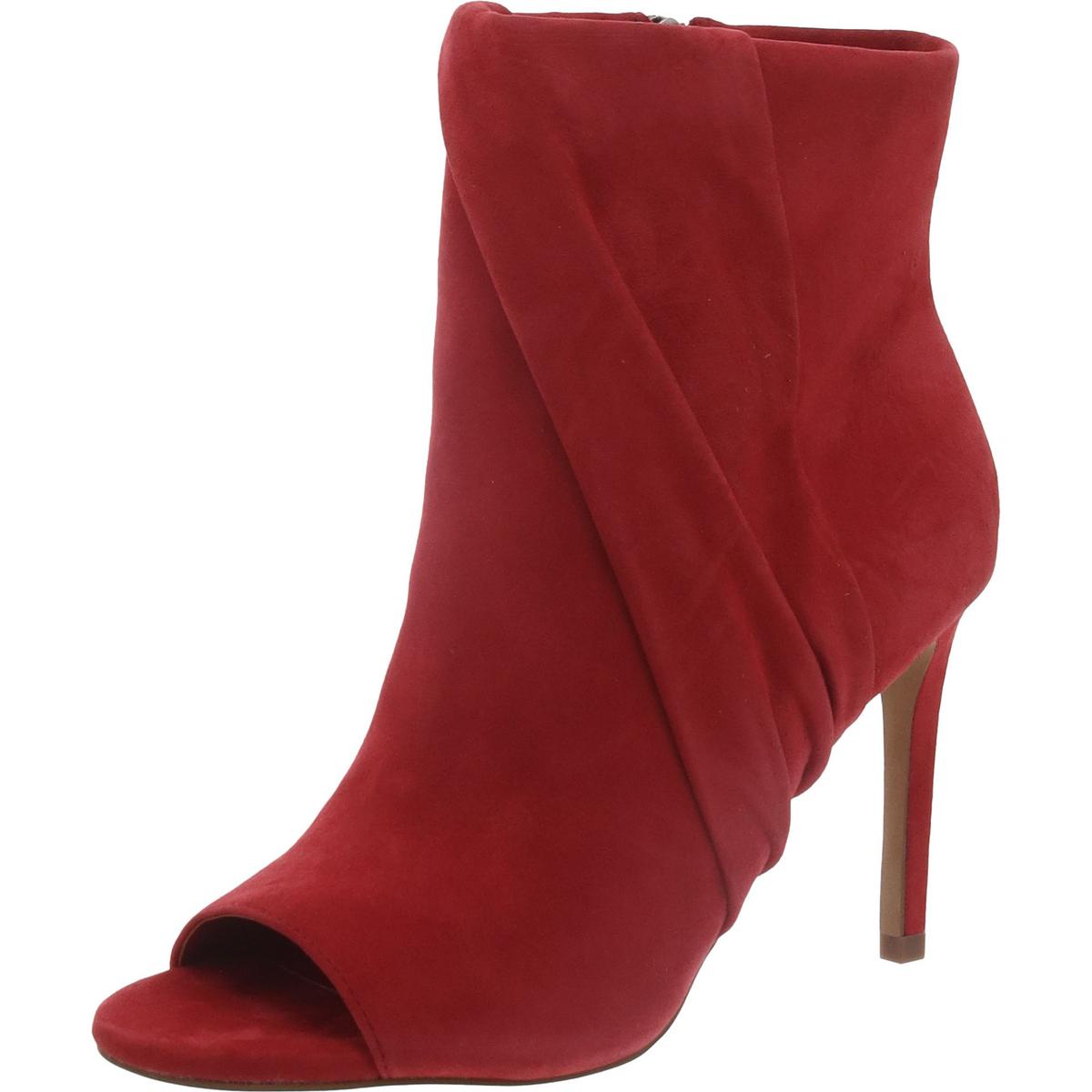 Atonna Womens Ruched Peep Toe Booties Hot Spice True Suede