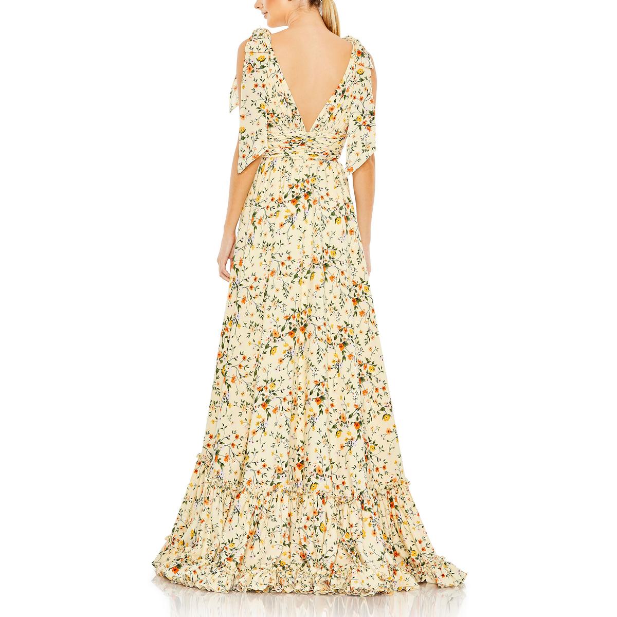 Womens Floral Print Special Occasion Evening Dress