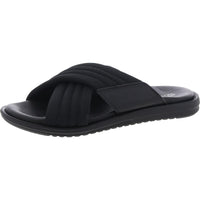 Mens Criss-Cross Leather Slide Sandals 7 Medium Black