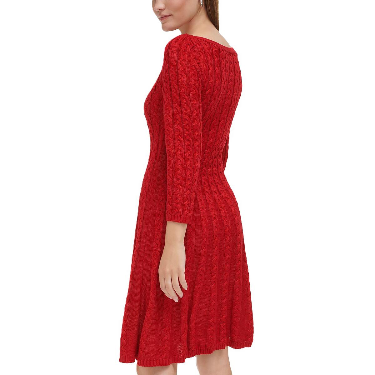Petites Womens Knit Acrylic Sweaterdress
