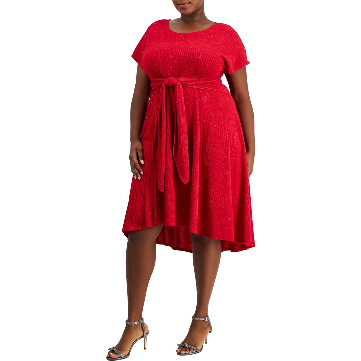 Womens Glitter Polyester Midi Dress