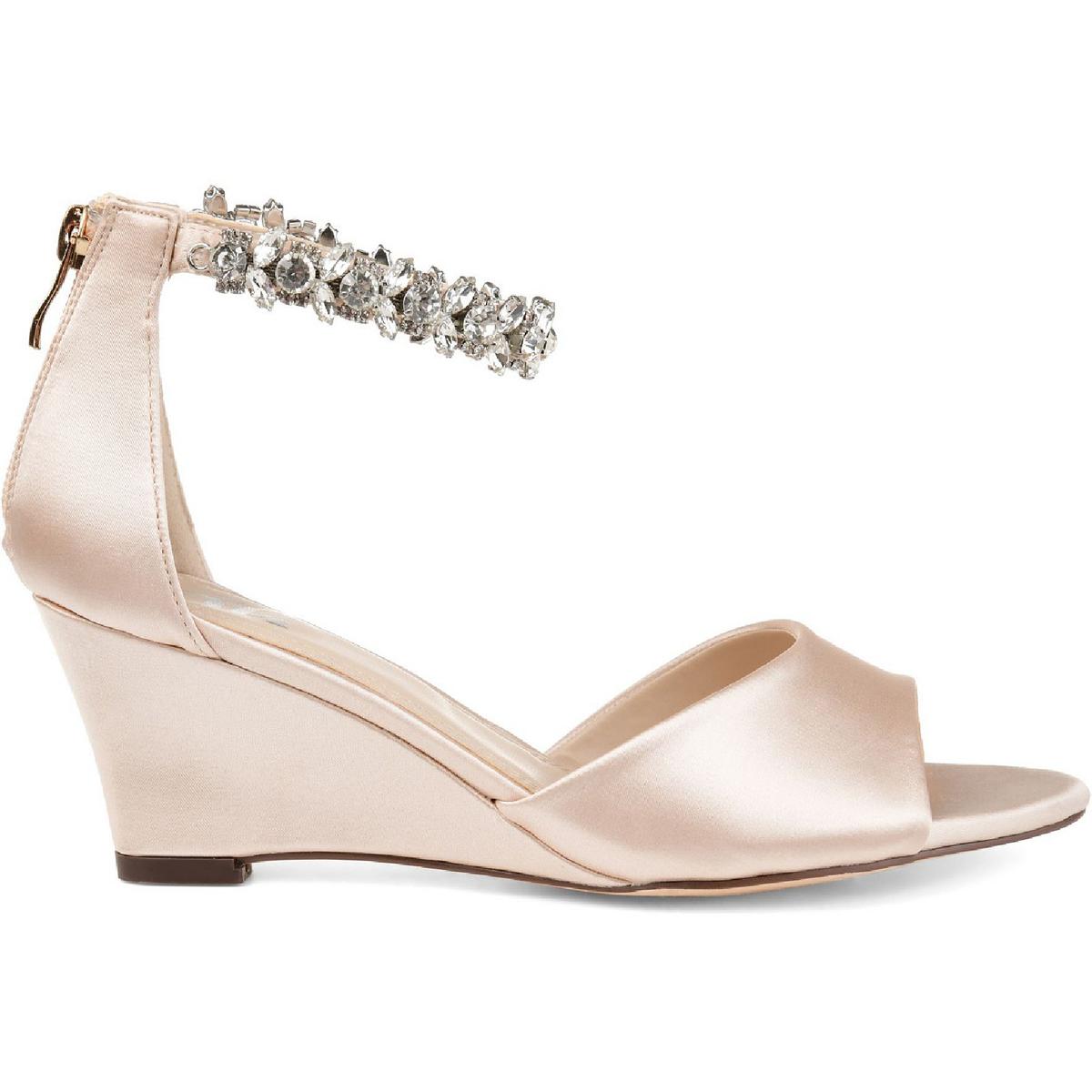 Connor Womens Satin Ankle Strap Wedge Sandals