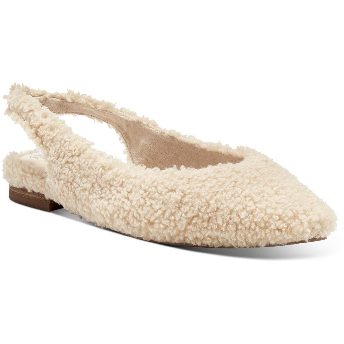 Presnue Womens Faux Fur Slip On Slingbacks
