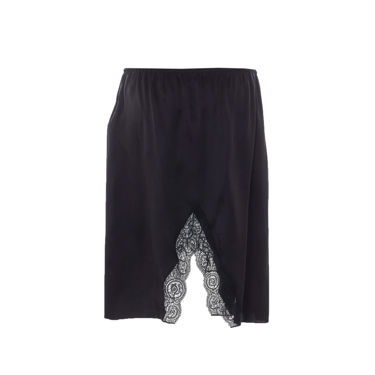 Saint Laurent Women Satin Silk Slip Skirt With Double Face Lace