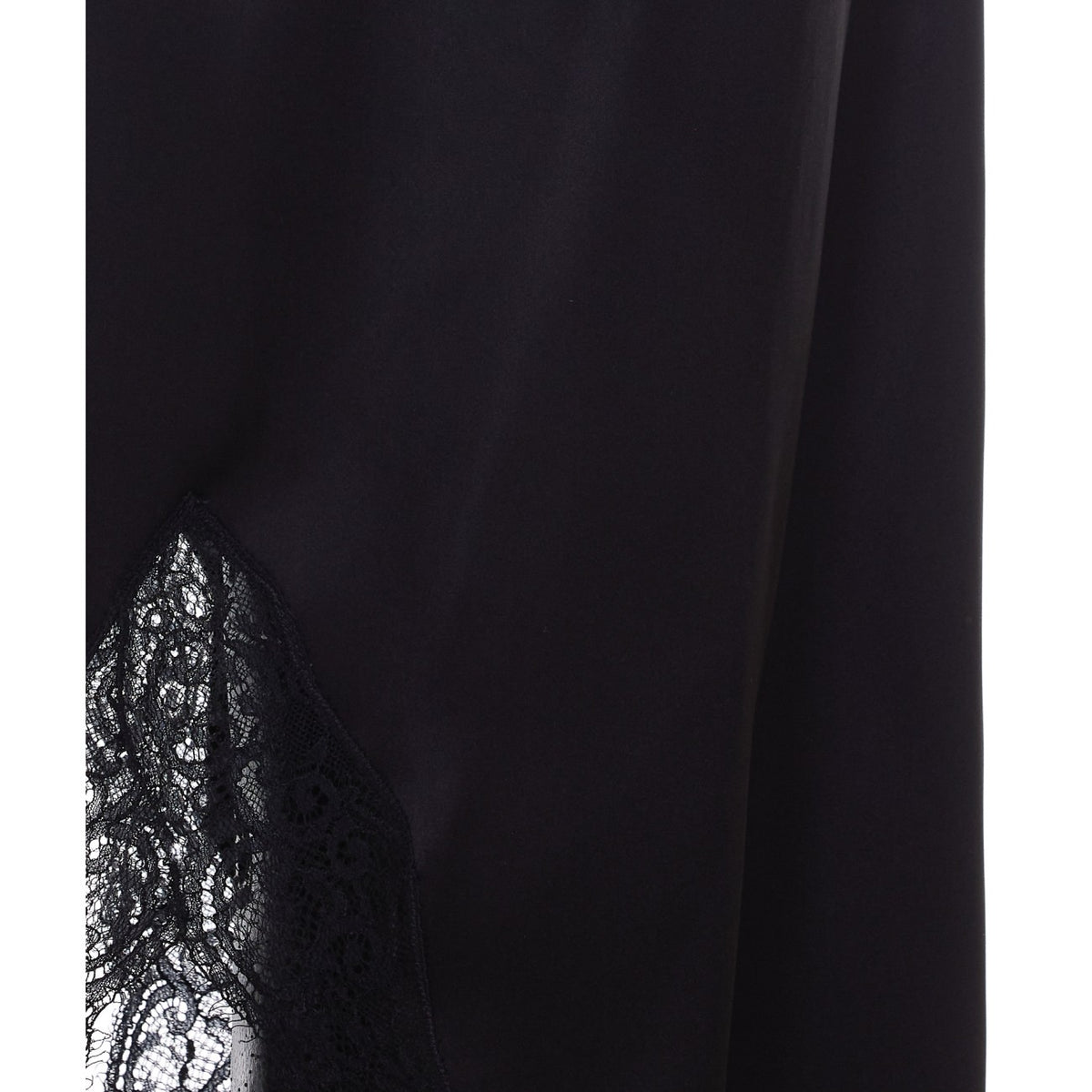 Saint Laurent Women Satin Silk Slip Skirt With Double Face Lace