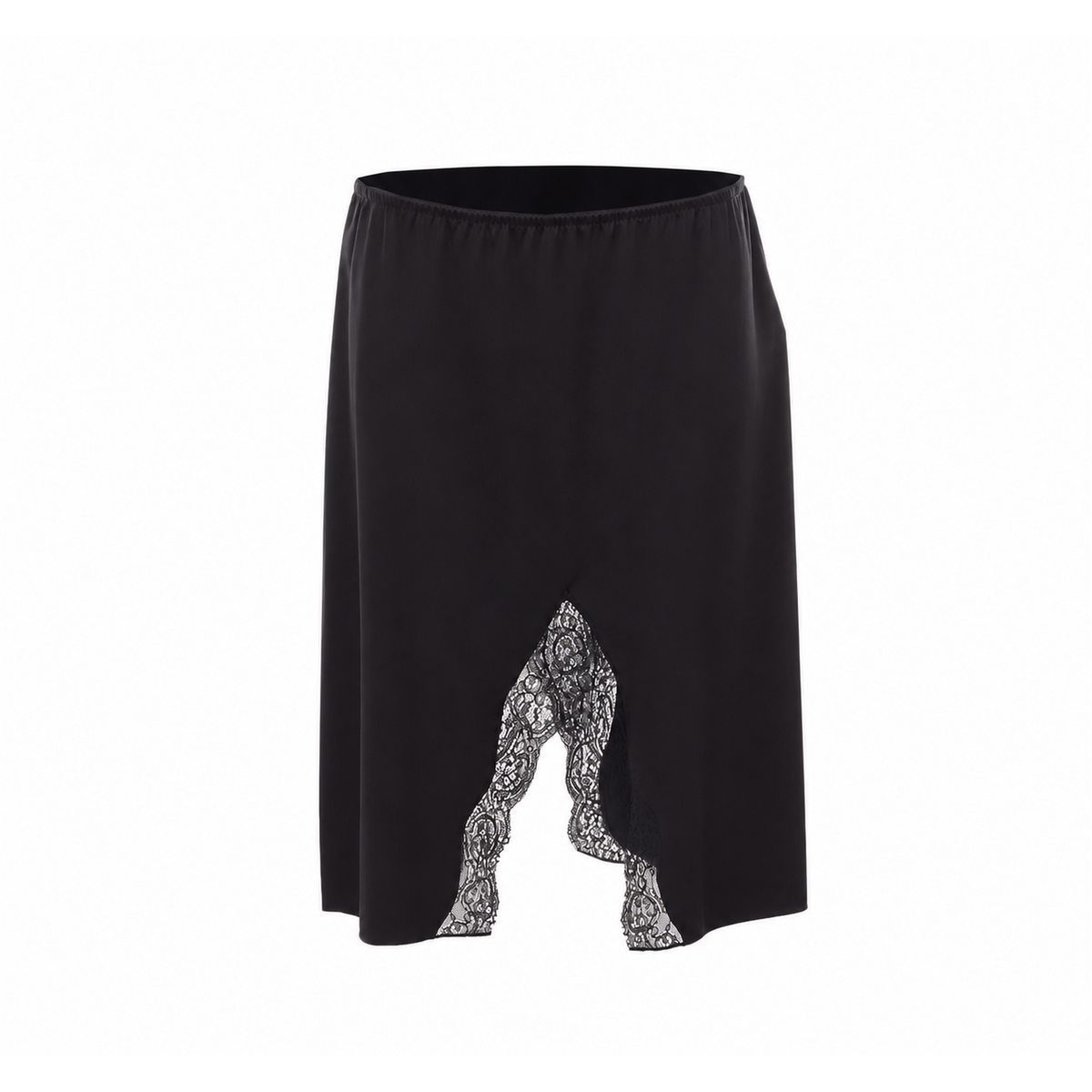 Saint Laurent Women Satin Silk Slip Skirt With Double Face Lace