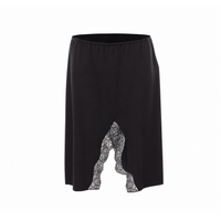 Saint Laurent Women Satin Silk Slip Skirt With Double Face Lace