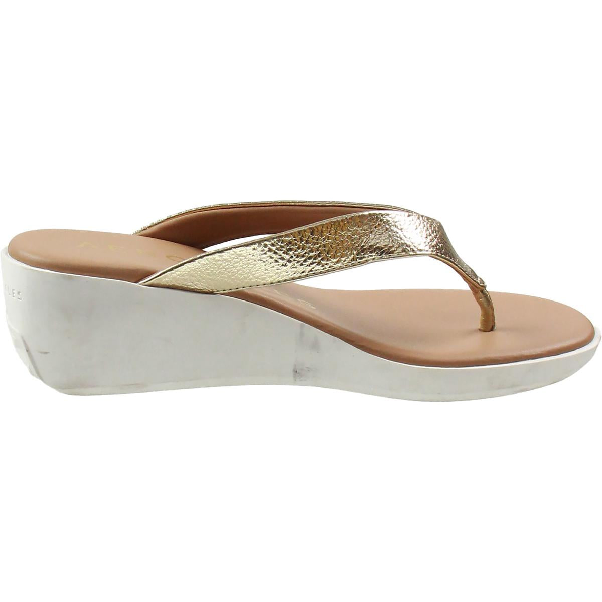 Womens Metallic Wedge Sandals