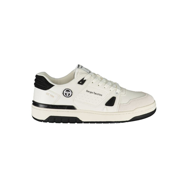 Sergio Tacchini Sleek White Lace-up Sneakers with Contrast Men's Details