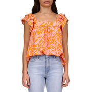Womens Square Neck Printed Blouse