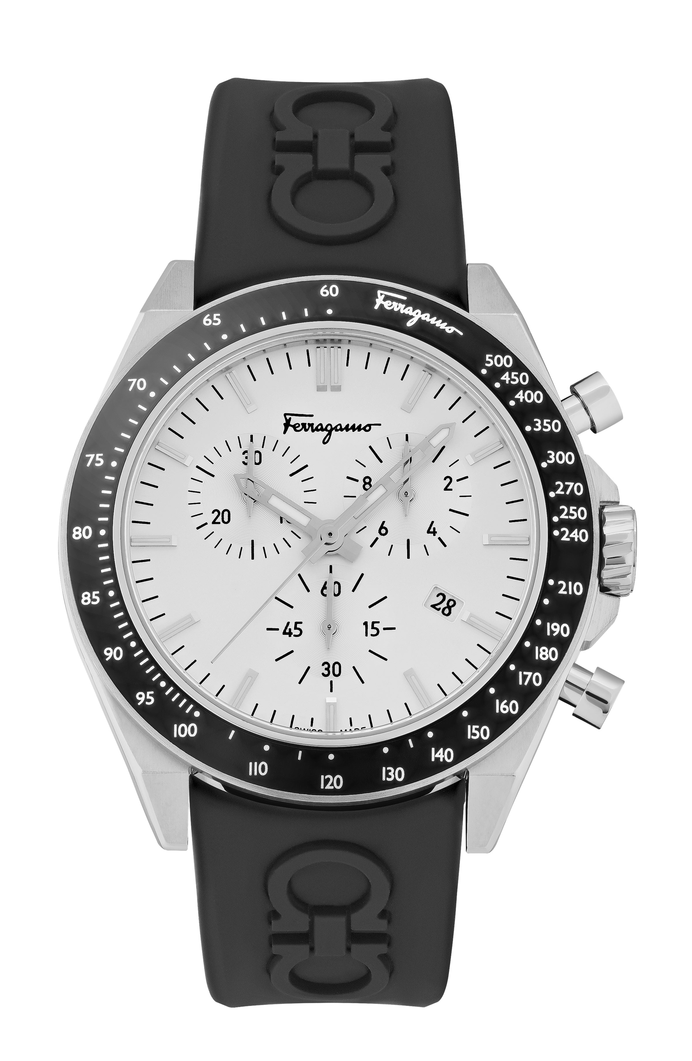 Ferragamo Mens Stainless Steel 43mm Strap Fashion Watch