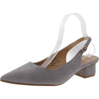 BHFO Womens Block Heel Manmade Slingback Heels 9 Wide Gray