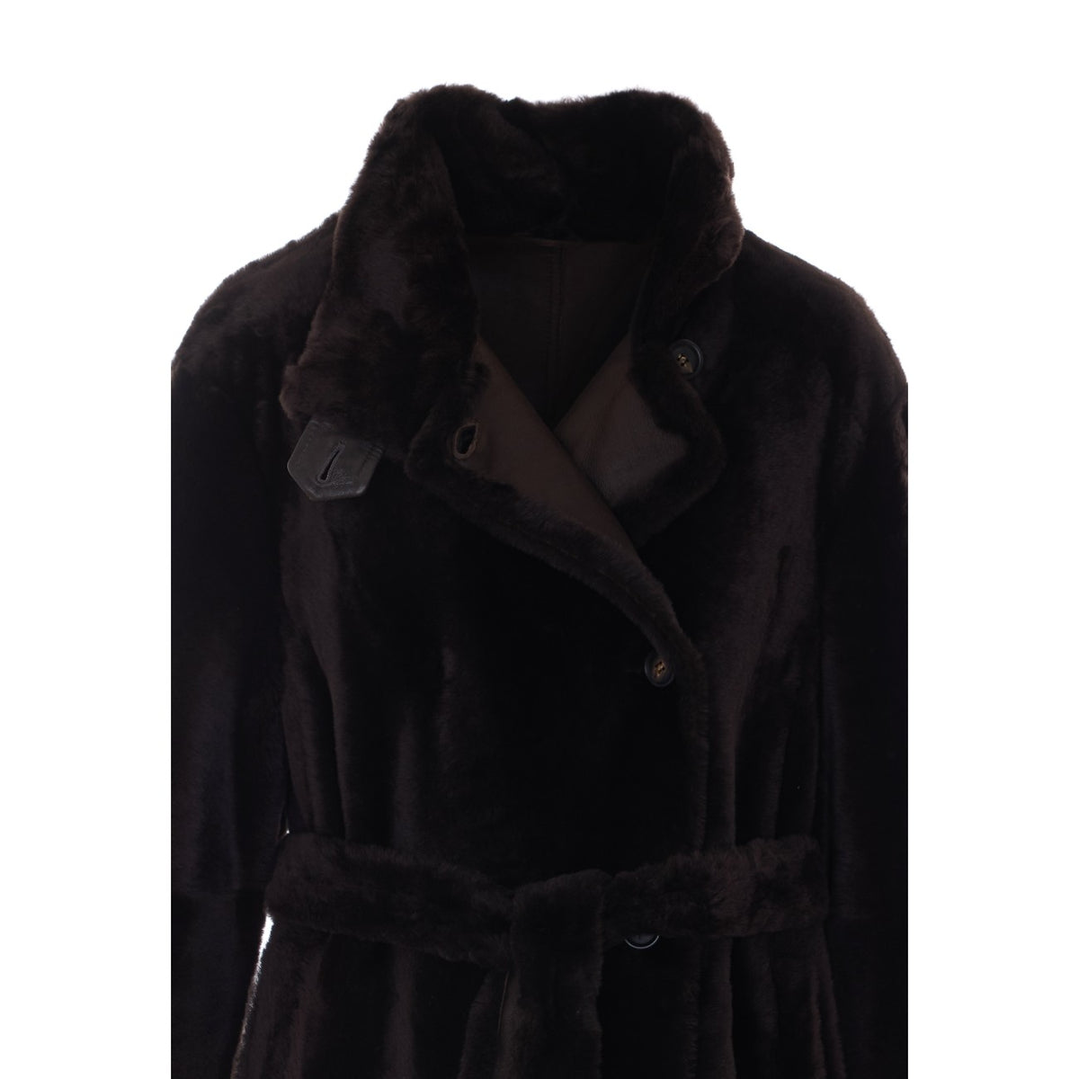 Brunello Cucinelli Women Shearling Coat With Belt And Monile