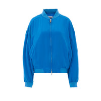 Versace Women Silk-Poplin Zip Blouson With Versace Logo Embroidery