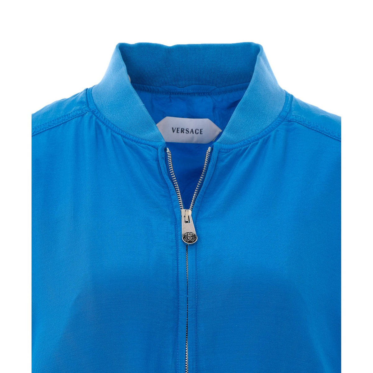 Versace Women Silk-Poplin Zip Blouson With Versace Logo Embroidery