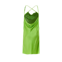 Saint Laurent Women Silk Satin Bare Back And Hooded Back Neck Dress