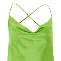 Saint Laurent Women Silk Satin Bare Back And Hooded Back Neck Dress