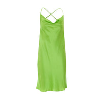 Saint Laurent Women Silk Satin Bare Back And Hooded Back Neck Dress