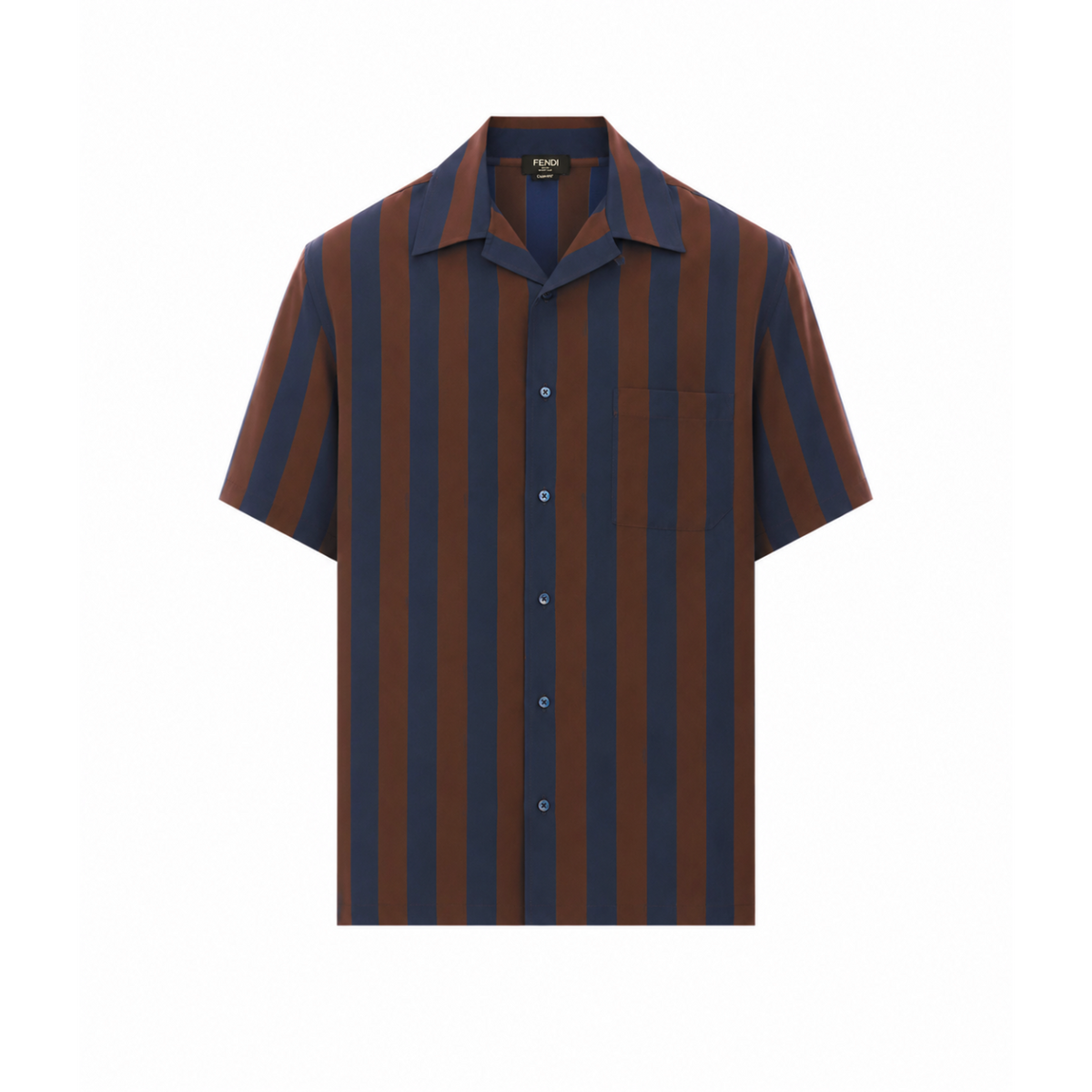 Fendi Fendi Men Silk Short Sleeves Shirt With Pequin Stripes