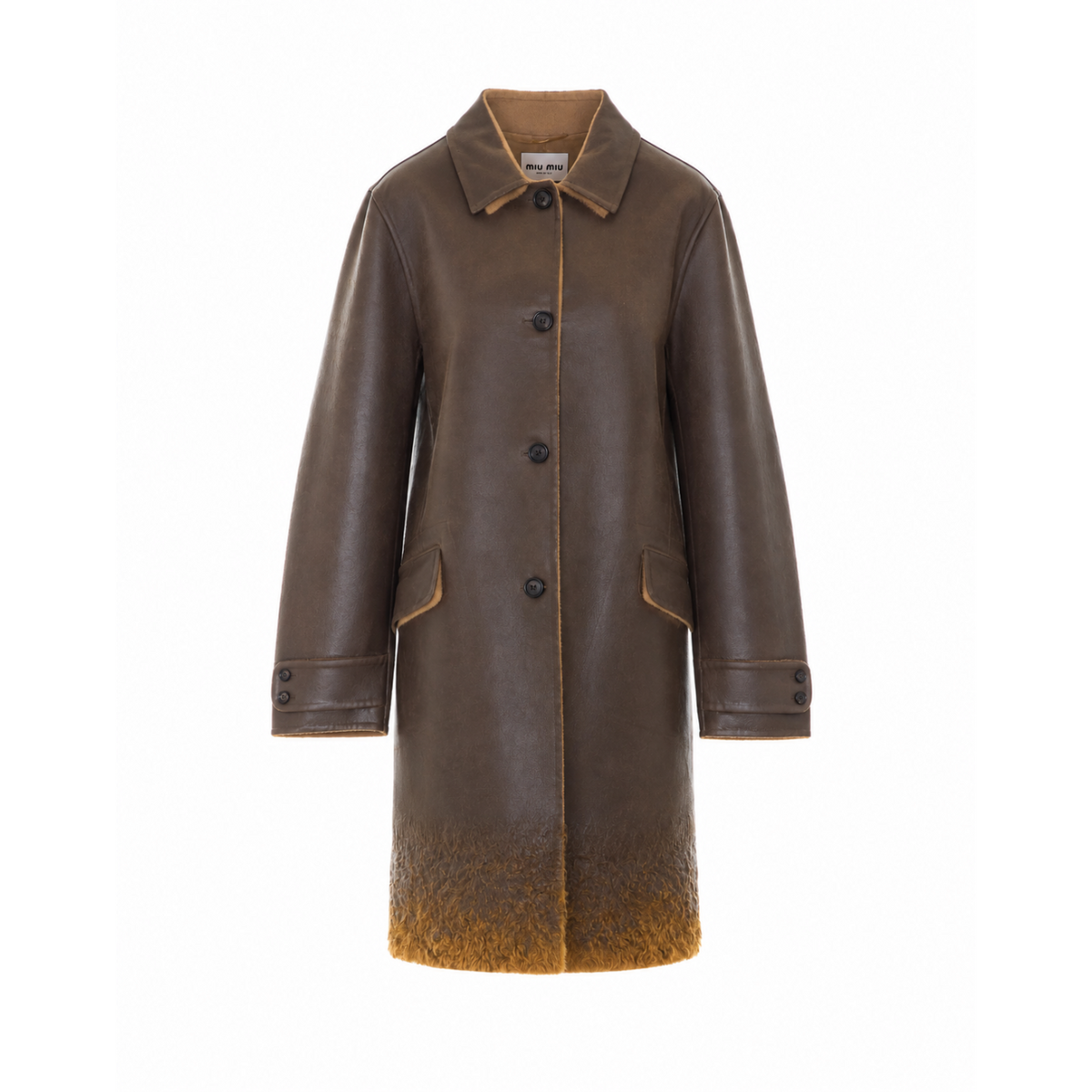 Miu Miu Women Single-Breasted Overcoat In Double Wool And Mutton