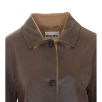 Miu Miu Women Single-Breasted Overcoat In Double Wool And Mutton
