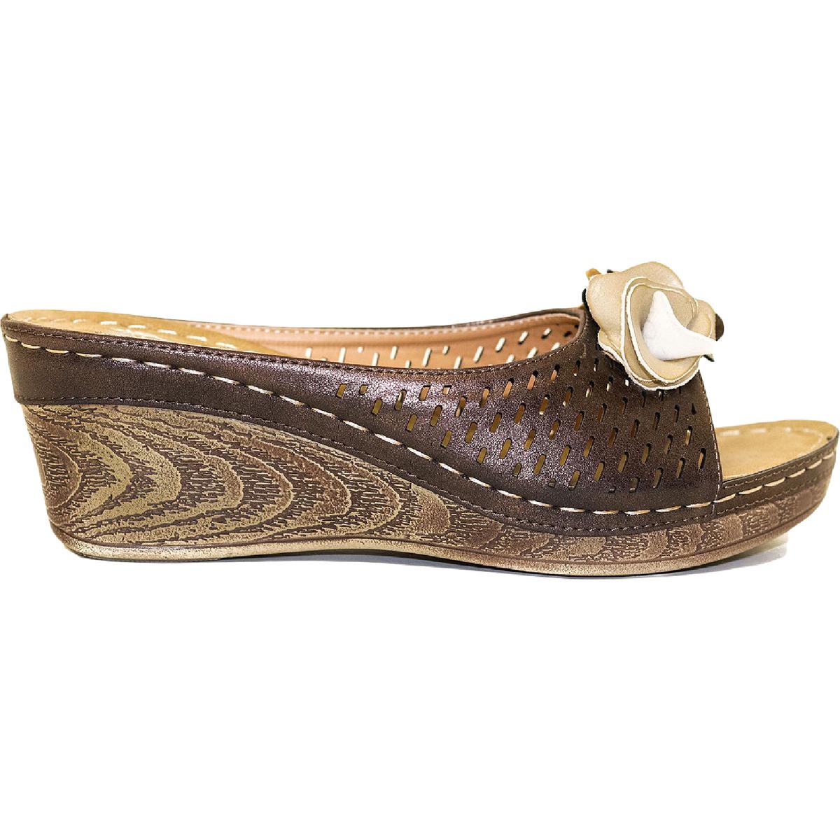 Juliet Womens Cushioned Footbed Faux Leather Wedge Sandals