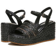 Peachy Womens Raffia Faux Leather Wedge Sandals
