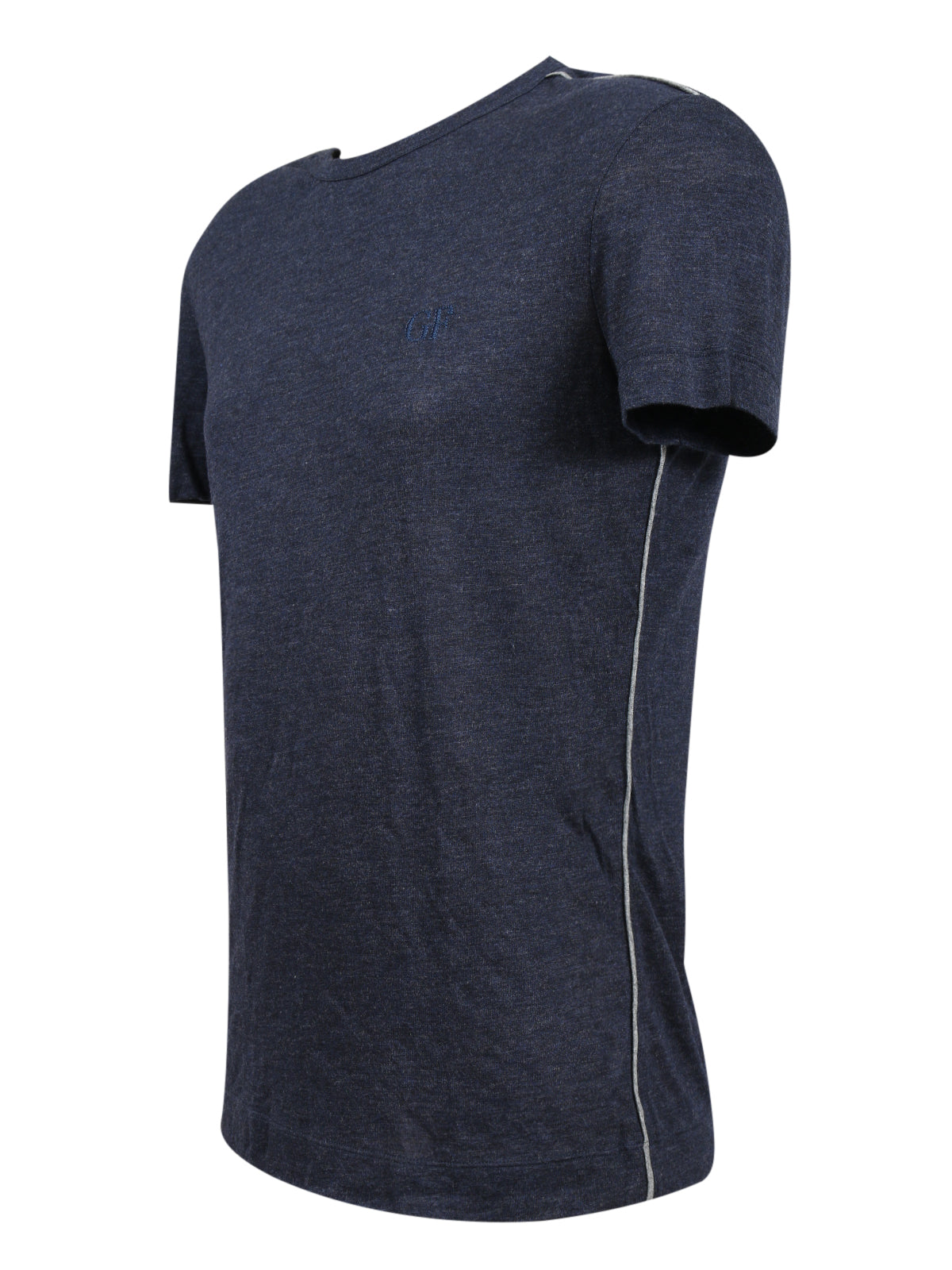 Gianfranco Ferre Grey and Navy Blue Sheer Cotton Blend Mens T-Shirt-S