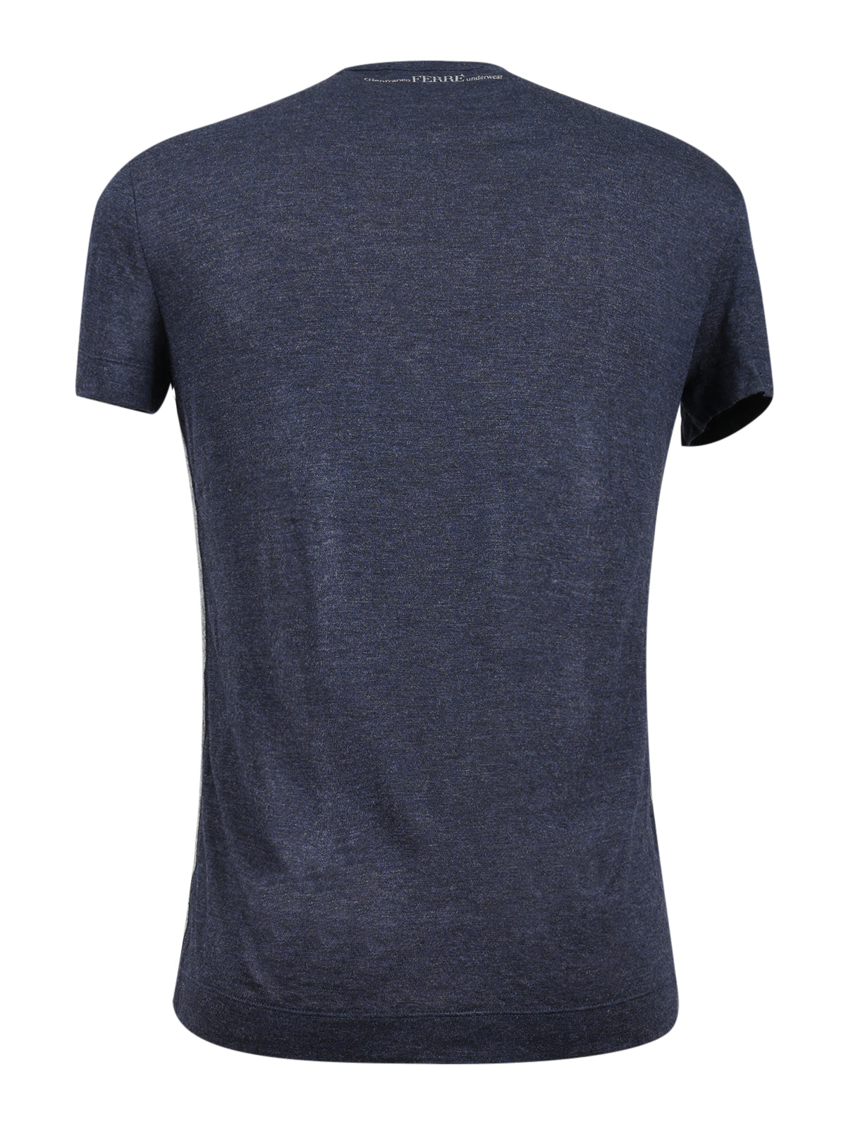 Gianfranco Ferre Grey and Navy Blue Sheer Cotton Blend Mens T-Shirt-S